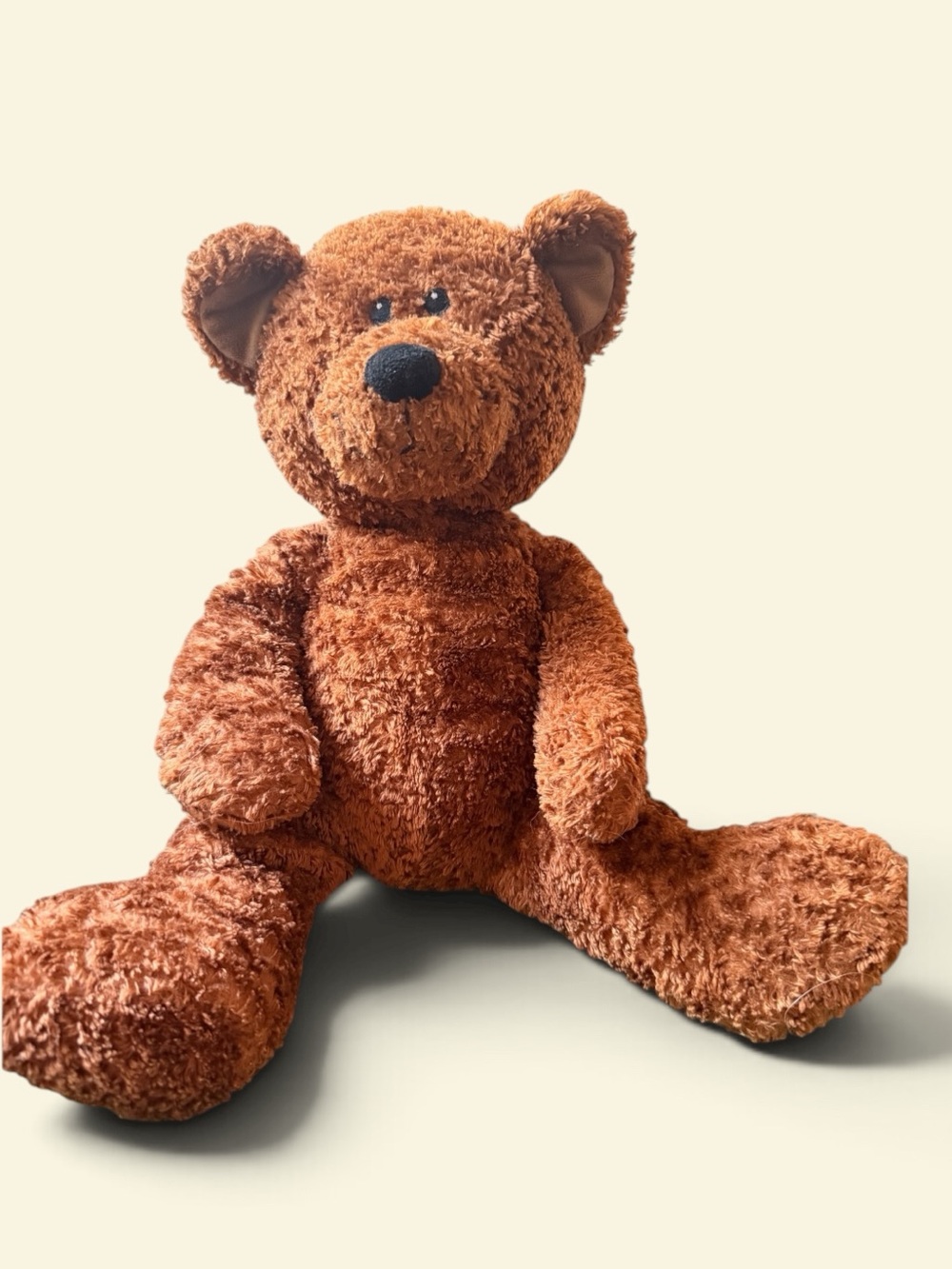 Vintage Anna Club Plush Brown Curly Teddy Bear Stuffed Animal - Soft Kids Toy